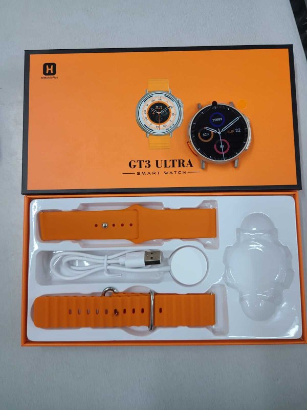 GT3 Ultra Smart Watch (Round Dial) – Orange & Black Color